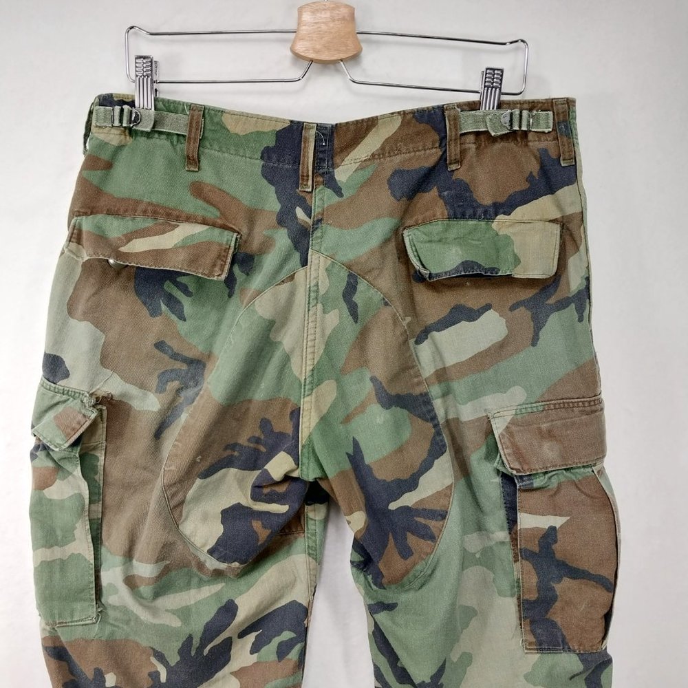 Military Pants Mens 33x30 Cargo Camouflage M81 Woodland Army Green Brown Relaxed - Picture 3 of 16